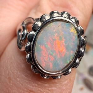 2.5 carat Australian opal adjustable ring insane color flash